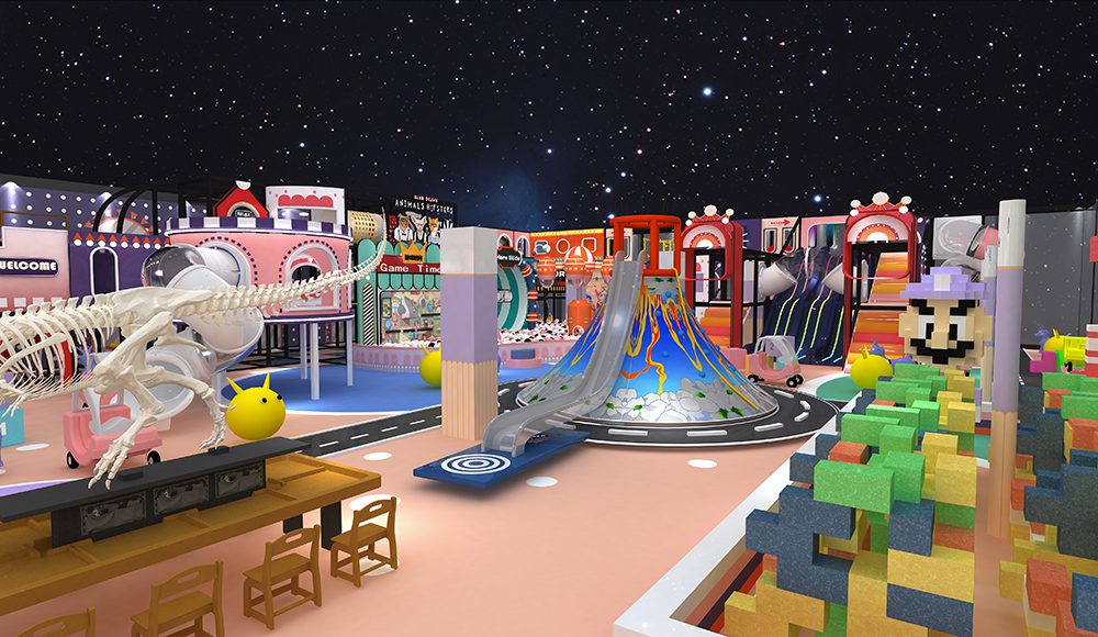 Soft Indoor Playground with Fiberglass Slide