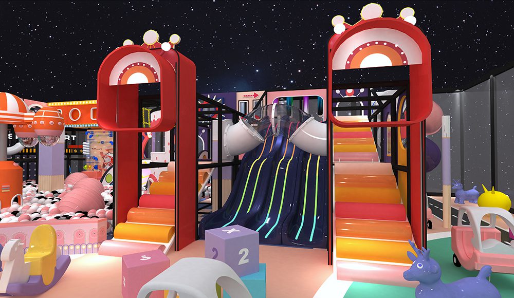 Soft Indoor Playground with Fiberglass Slide